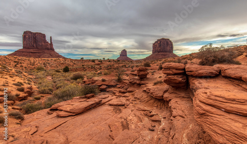 Monument valley, rough terrain with ravine