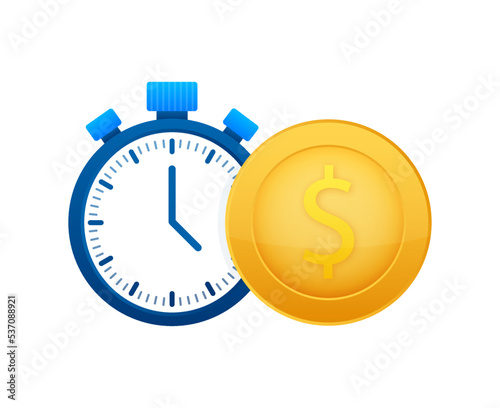Time is money icon. Money saving. Business and management. Vector stock illustration.