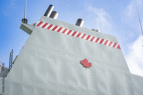 Ship Funnel from a Royal Canadian Naval vessel docked in Atlantic Canada.