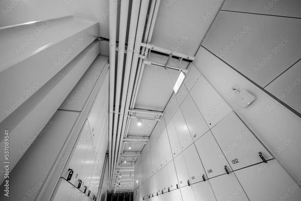 Modern interior of locker room Modern interior of locker room