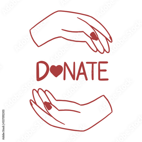 The concept of charity is heart in hand. Fundraising. Donate help.