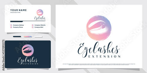 Eyelash logo design for makeup studio with creative concept and business card template