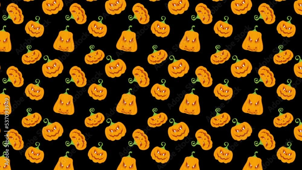 Orange pumpkin Halloween seamless loop animated pattern. Orange pumpkin Halloween seamless loop animated pattern.