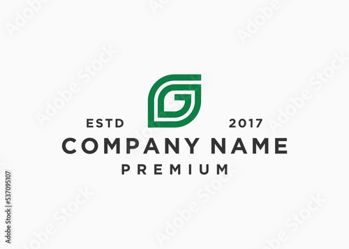 letter g with leaf logo design vector illustration template