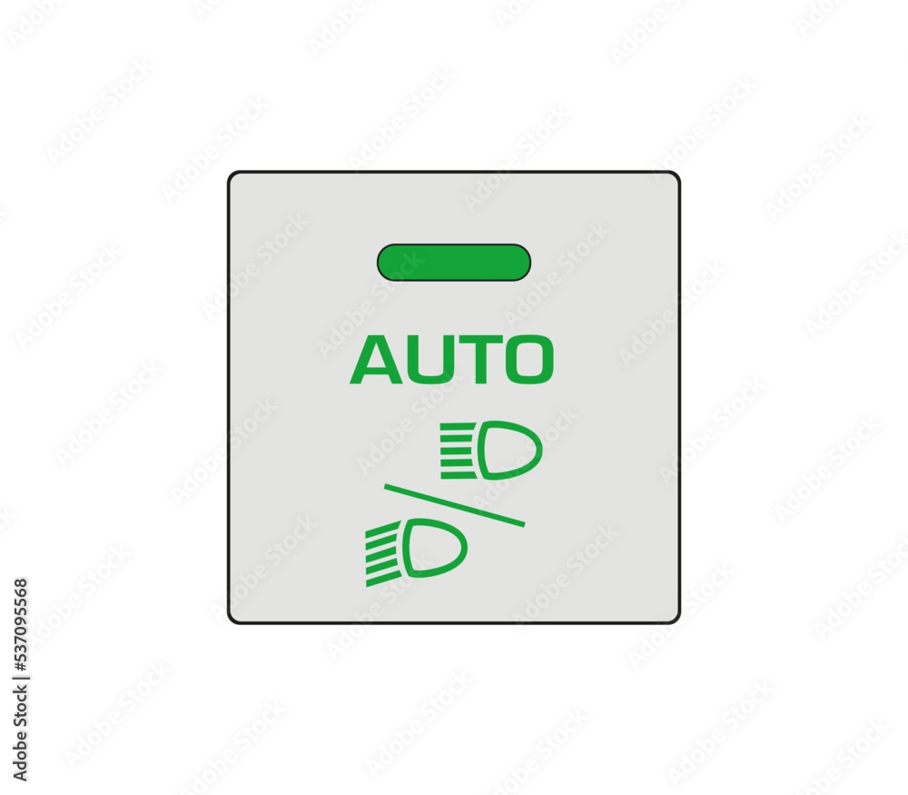 Automobile Auto high beam and low beam fixing button. Car headlight settings. Modern car sketch dashboard illustration. Editable line icon. Automobile Auto high beam and low beam fixing button. Car headlight settings. Modern car sketch dashboard illustration. Editable line icon.