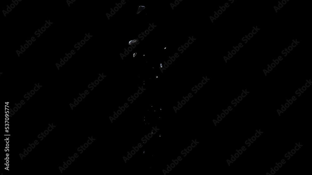 Glass Breaked with shatter and debris include black and white alpha matte. 3d illustration.