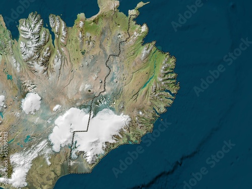 Austurland, Iceland. High-res satellite. No legend photo