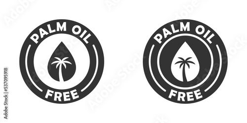 Palm oil free icon. No palm oil sign. Flat vector illustration.