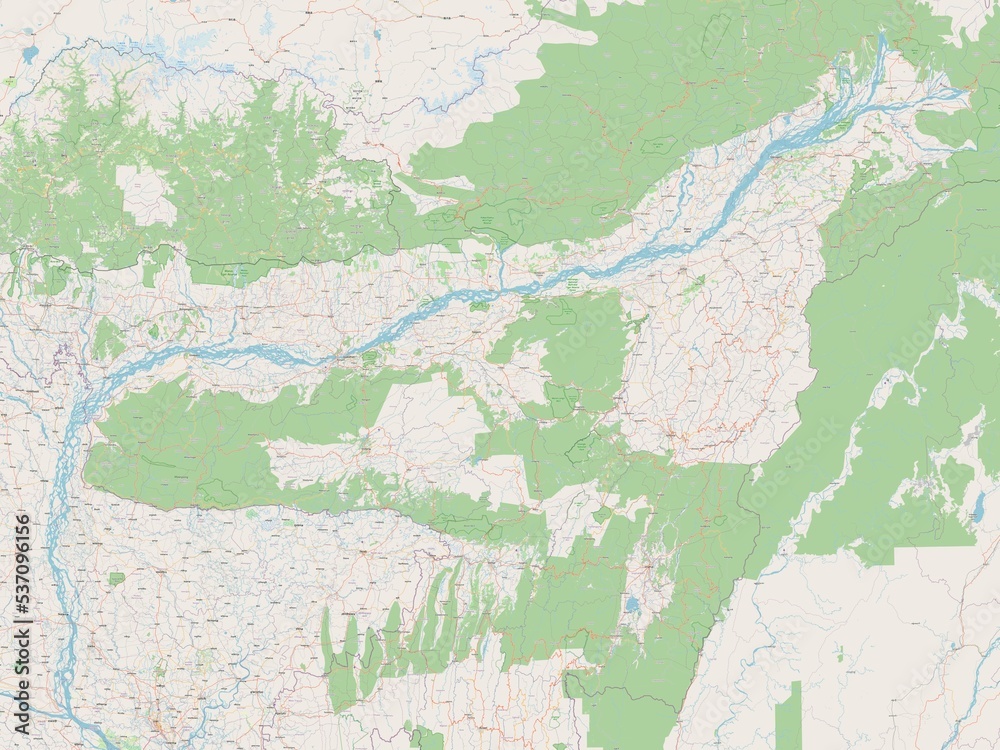 Fototapeta premium Assam, India. OSM. No legend