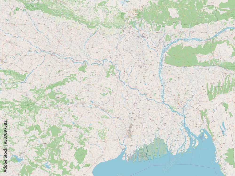 Fototapeta premium West Bengal, India. OSM. No legend
