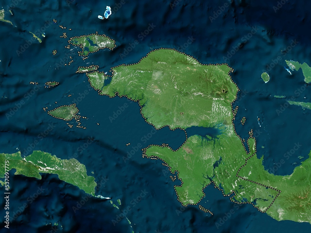 Irian Jaya Barat, Indonesia. High-res satellite. No legend Irian Jaya Barat, Indonesia. High-res satellite. No legend