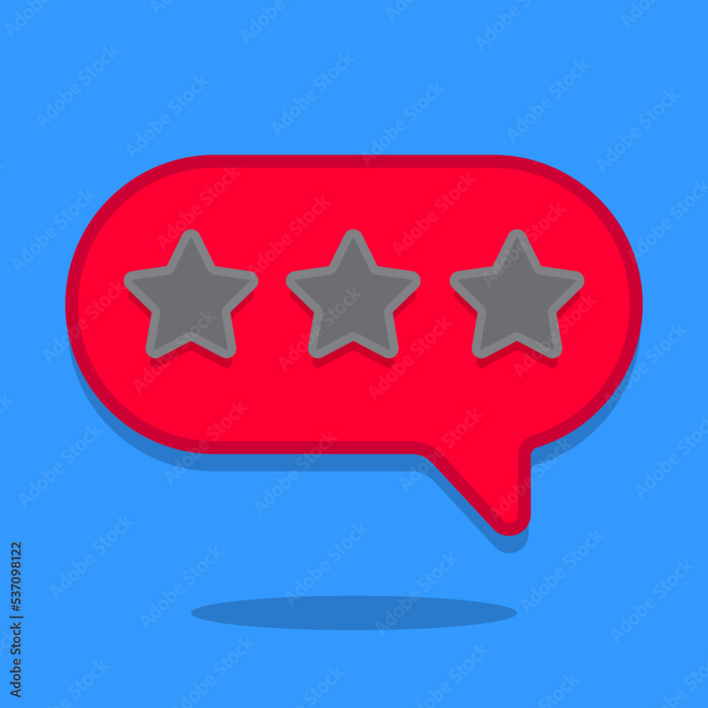 Three stars. Customer rating, reviews. Isolated on blue background. Vector illustration Three stars. Customer rating, reviews. Isolated on blue background. Vector illustration