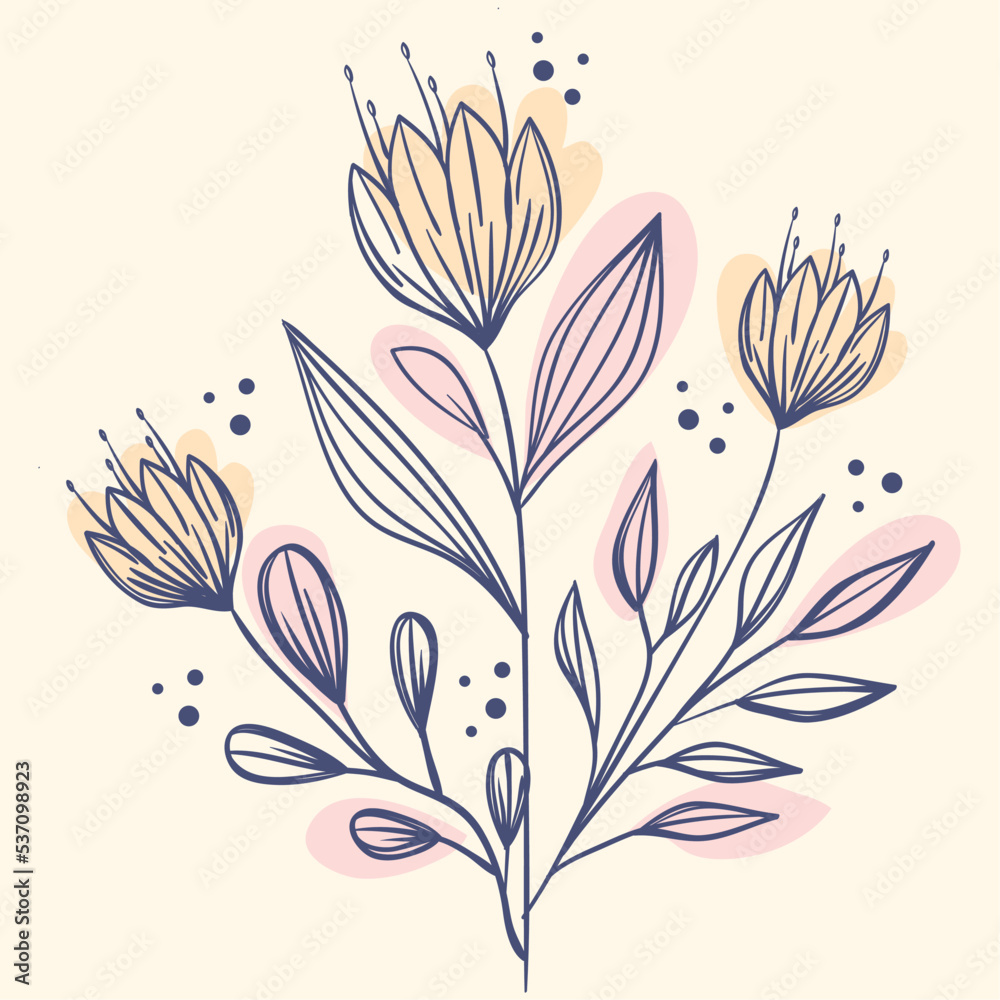 three flowers garden sketch three flowers garden sketch