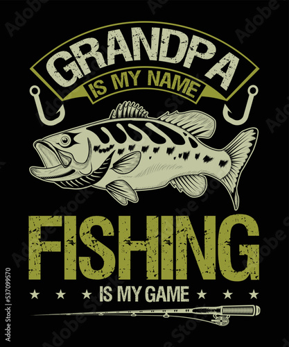 Grandpa is my name fishing is my game t-shirt design.