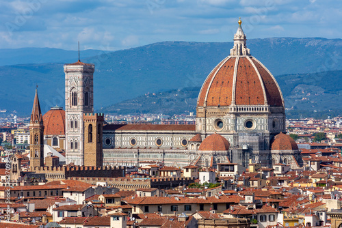 Florence cathedral (Duomo) over city center, Italy
