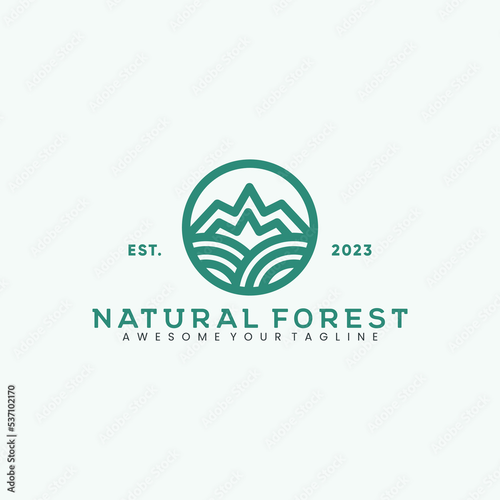 natural forest lineart logo mountain natural forest lineart logo mountain