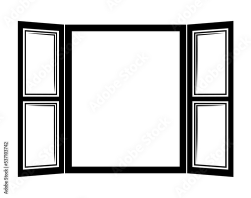 opened window isolated on white background