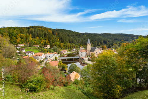 Small ancient town and medieval castle Rozmberk nad Vltavou, Czech Republic. photo