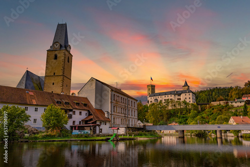 Small town and medieval castle Rozmberk nad Vltavou, Czech Republic. photo