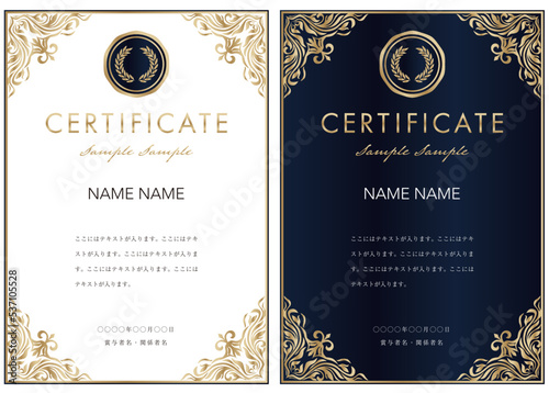 賞状１　certificate　ディプロマ　表彰状　フレームデザイン　