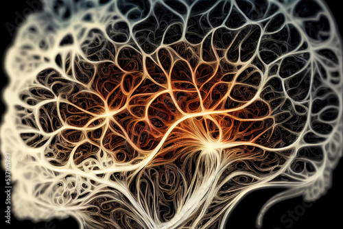 Abstract brain fractal background. digital illustration. tree mind