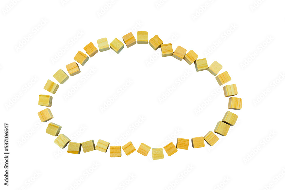 Obraz premium 雲の形に並べたウッドキューブのフレーム