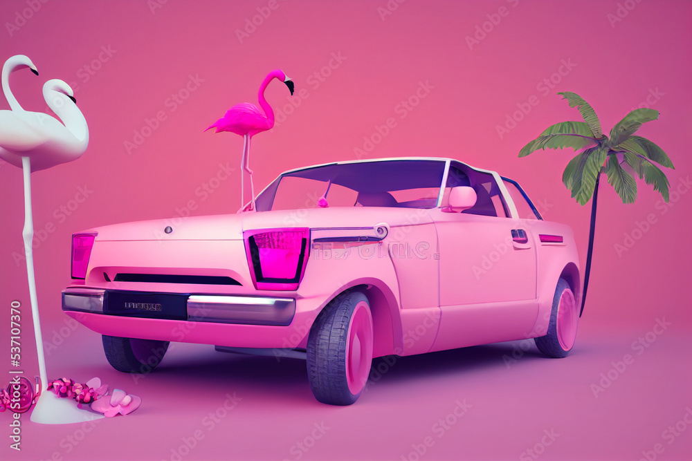 3d pink car