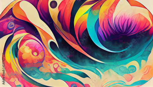 Abstract art background set with colorful gradient ink elements and flowing movement forms