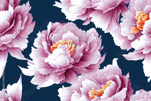 Watercolor seamless pattern with peony flowers. Perfect for wallpaper  fabric design  wrapping paper  surface textures  digital paper.