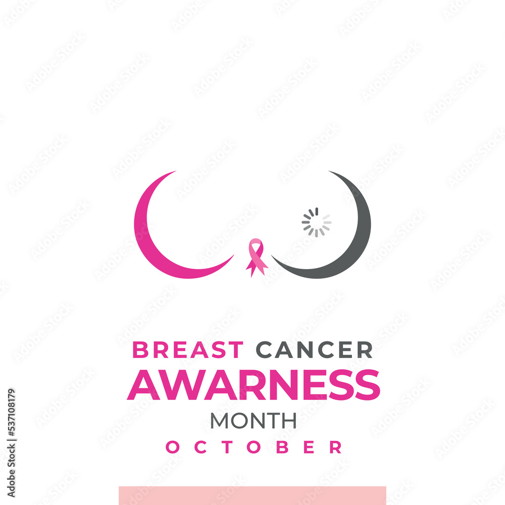 Clock with pink ribbon on clock face. Concept of Breast cancer
