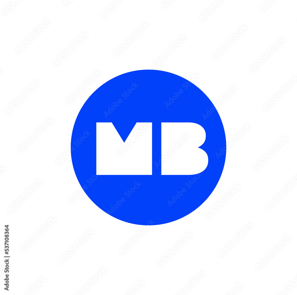 MB company name initial letters monogram. MB blue round icon. MB company name initial letters monogram. MB blue round icon.