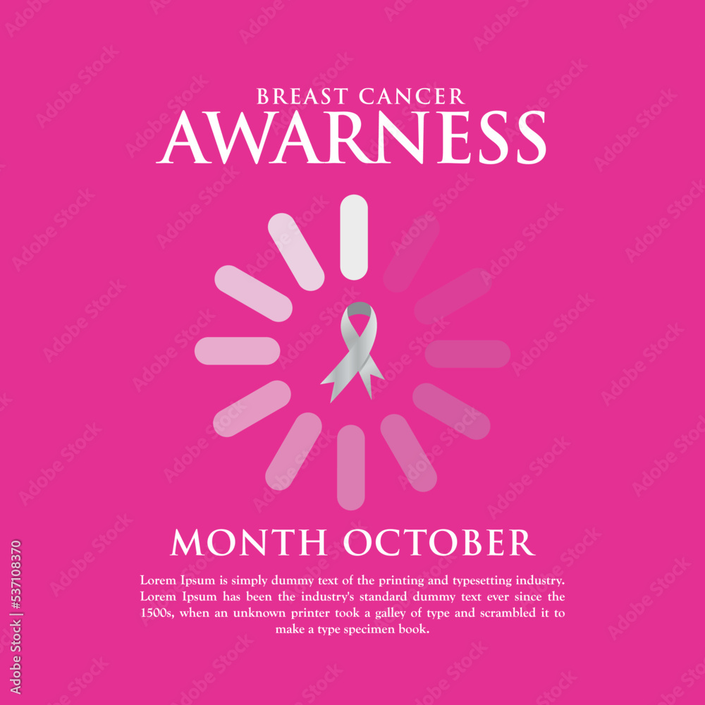 Clock with pink ribbon on clock face. Concept of Breast cancer