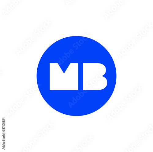 MB company name initial letters monogram. MB blue round icon.