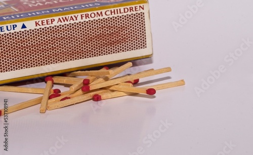 Принти на полотні Wooden matches with striker on white