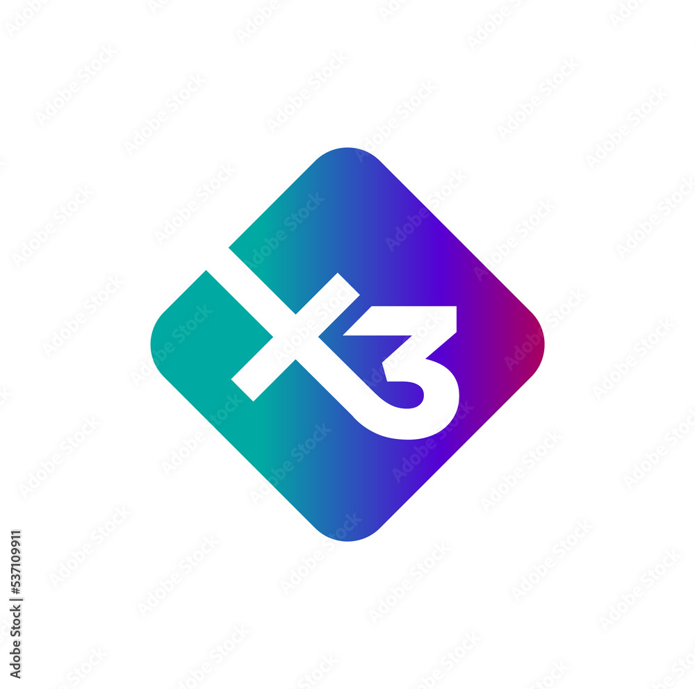 Obraz premium X3 unit icon. X3 monogram with multicolor.