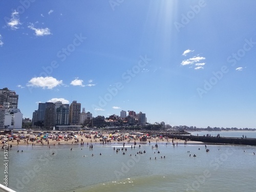 sunny day in Mar del Plata beach photo