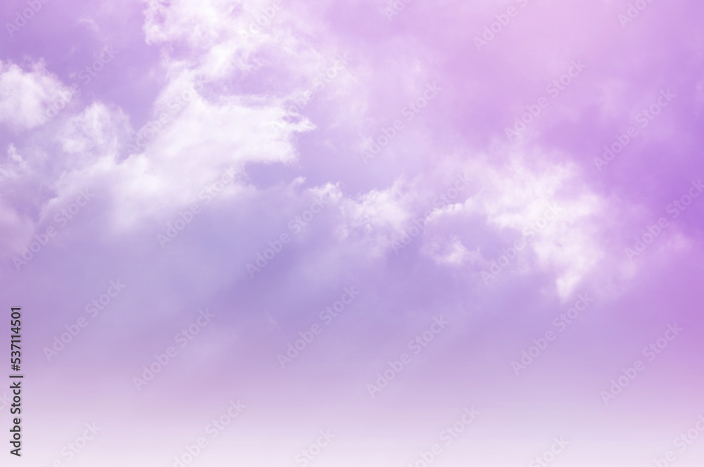 Purple sky with white cloud. The phenomenon of the arctic light curtain