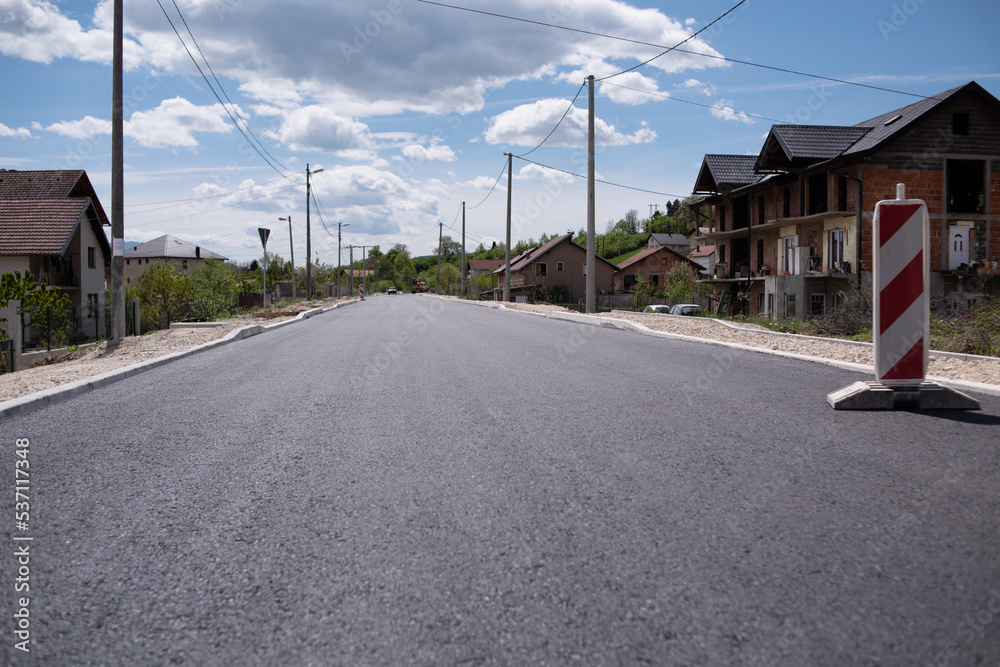 New road, surface a new asphalt road way New road, surface a new asphalt road way