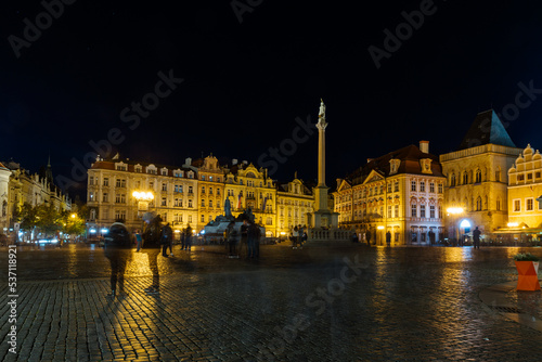 night view of the old town square