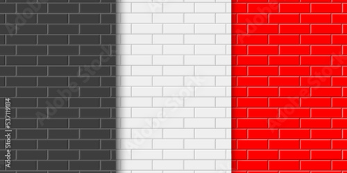 Set of black, white and red brick wall background. Subway tile seamless pattern. Ceramic kitchen backsplash or bathroom floor texture. Interior or exterior surface design. Vector flat illustration
