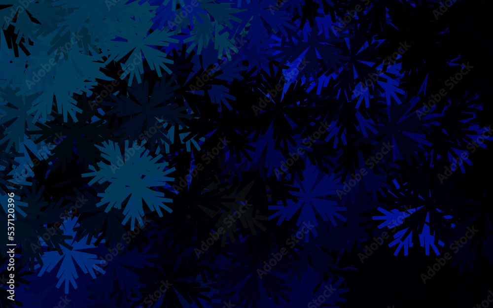 Dark BLUE vector doodle background with flowers.