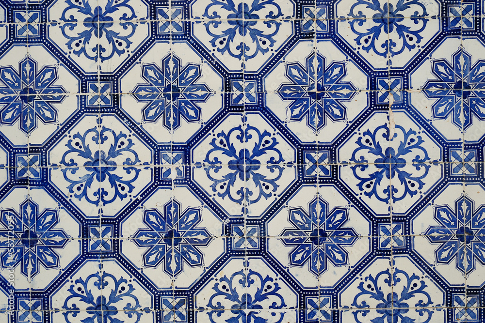 Colorful Portuguese tiles (azulejo) from Sintra, Portugal