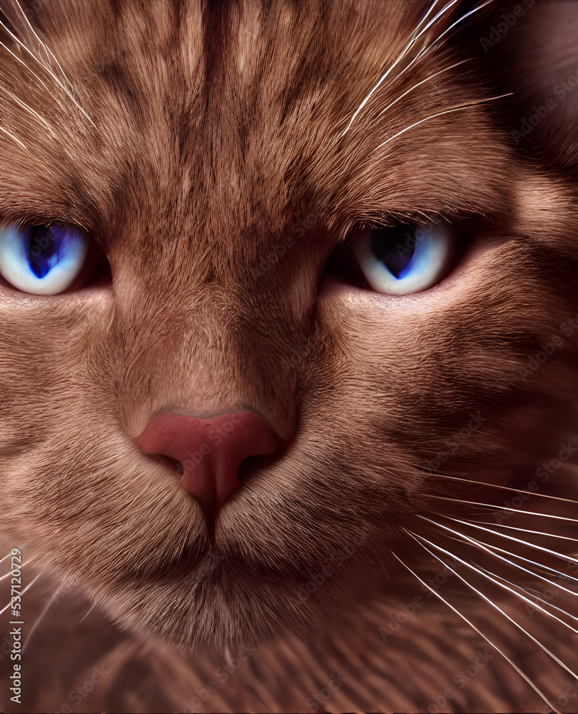 Illustration Close Up Portrait of Beautiful Cat