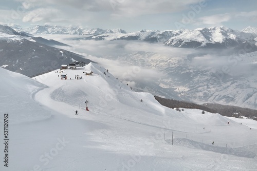 Skiing slopes from the top
