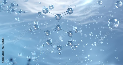 salicylic acid, molecular structures, plant hormone, abstract atoms and molecules close-up 3d model, imitation of the view through a microscope