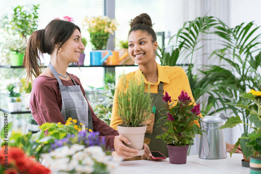 Young florists working together Young florists working together