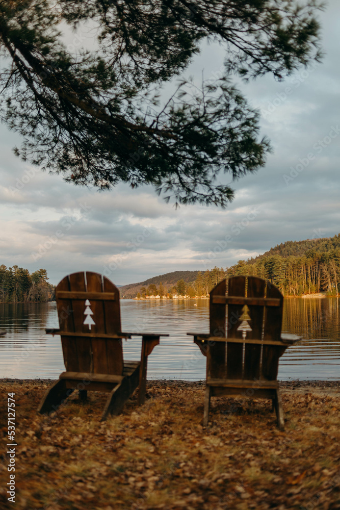 chairs on a lake
