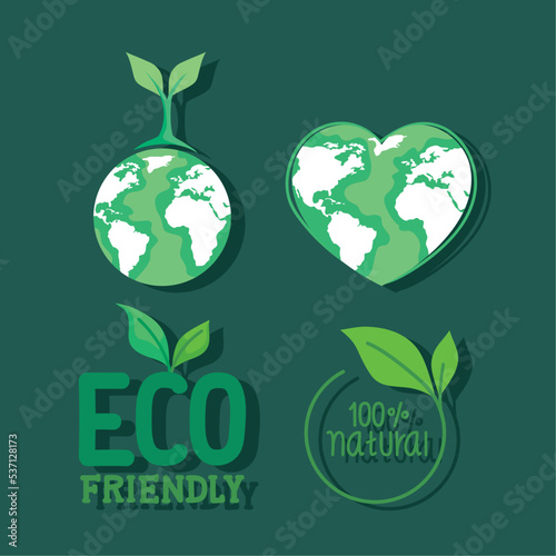 four eco friendly icons
