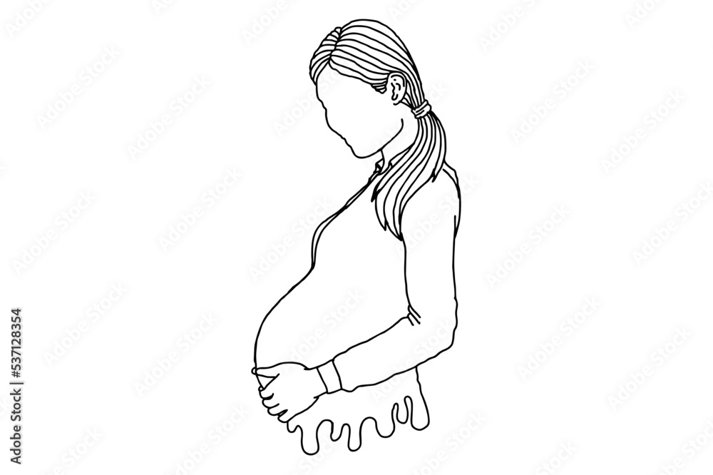 Fototapeta premium Pregnant Mother Line Art Vector