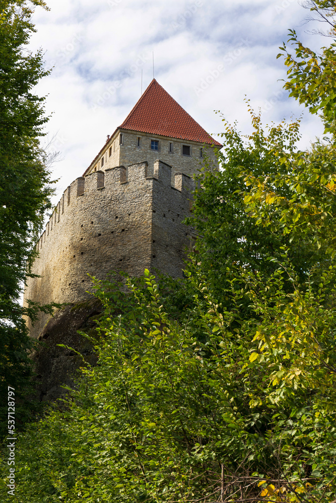 Kokorin Castle from the first half 14th century and its surroundings. Gothic castle is located in the Village Kokorin, Protected landscape area, in the Central Bohemian Region, Czech Republic